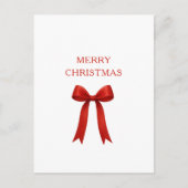 キュートな赤い弓メリークリスマス シーズンポストカード (正面)