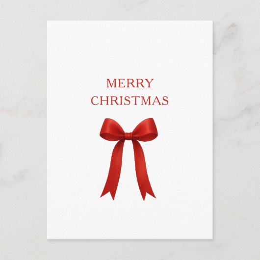 キュートな赤い弓メリークリスマス シーズンポストカード (正面)