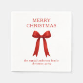 キュートな赤い弓メリークリスマス スタンダードカクテルナプキン (正面)