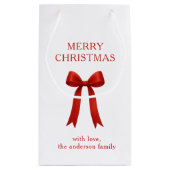 キュートな赤い弓メリークリスマス スモールペーパーバッグ (裏面)