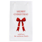 キュートな赤い弓メリークリスマス スモールペーパーバッグ (正面)
