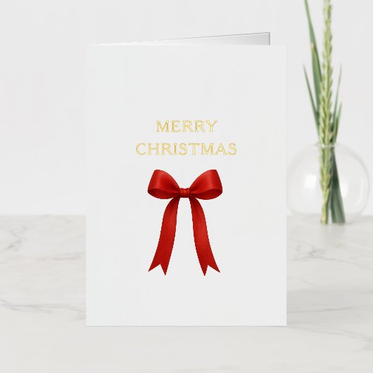 キュートな赤い弓メリークリスマス 箔シーズンカード (正面)
