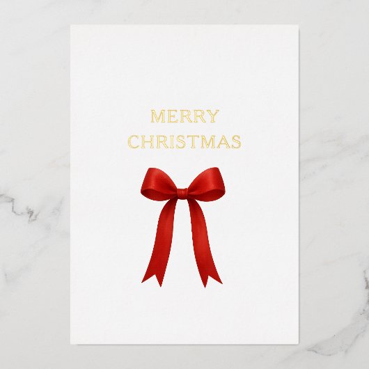 キュートな赤い弓メリークリスマス 箔シーズンカード (正面)