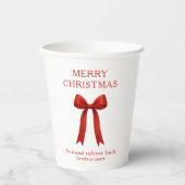 キュートな赤い弓メリークリスマス 紙コップ (正面)