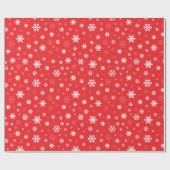 キュートな赤い白い雪のクリスマスラッピング紙 ラッピングペーパー (フラット)