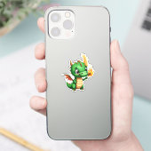 キュートな赤ちゃんドラゴンとたいまつ シール (スマートフォン)