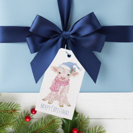 キュートな赤ちゃんハイランド牛の子クリスマス ギフトタグ