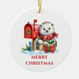 キュートな赤ちゃんホッキョクグマのクリスマス セラミックオーナメント