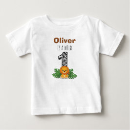 キュートな赤ちゃんライオン サファリ 初誕生日 ベビーTシャツ