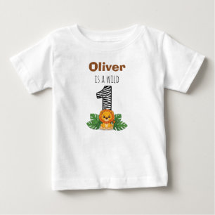 キュートな赤ちゃんライオン サファリ 初誕生日 ベビーTシャツ