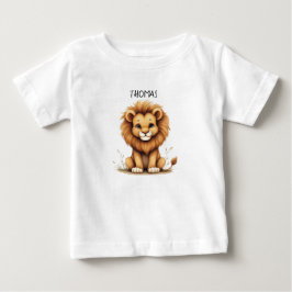 キュートな赤ちゃんライオン「トーマス」の名入れTシャツ ベビーTシャツ