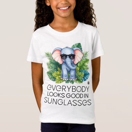 キュートな赤ちゃん象の女の子Tシャツ – エコーユーモア Tシャツ (正面)
