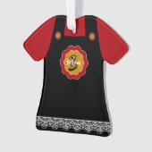 キュートな赤とグレーのピンフォーレースのトリムクリスマス オーナメント (正面)