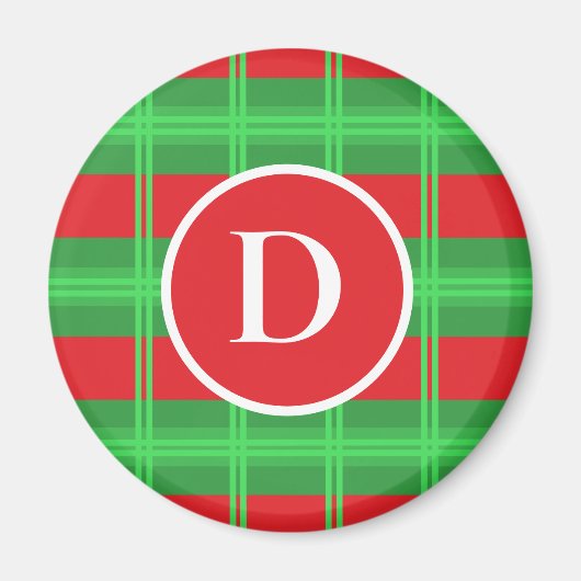 キュートな赤と緑のモノグラム クリスマスの色 マグネット (正面)