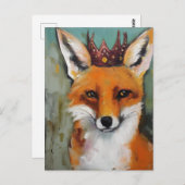 キュートな赤キツネインザクラウン ポストカード (正面/裏面)
