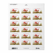 キュートな赤キノコ差出人住所ラベル ラベル (フルシート)