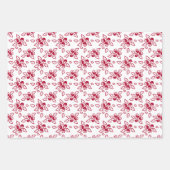 キュートな赤バラのモチーフ柄ラッピング紙シート ラッピングペーパーシート (正面3)