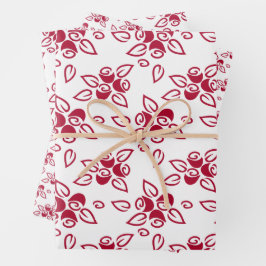 キュートな赤バラのモチーフ柄ラッピング紙シート ラッピングペーパーシート