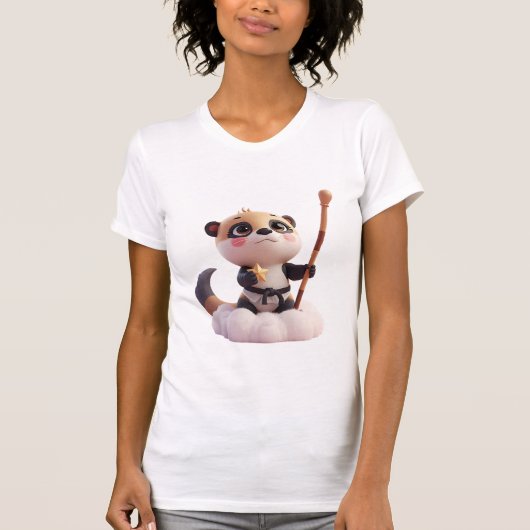キュートな赤パンダの空手シャツ – 小さいけど危険 Tシャツ (正面)
