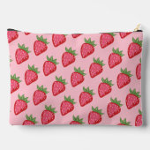 キュートな赤ピンクのイチゴをテーマパーソナライズされた アクセサリーポーチ (裏面)