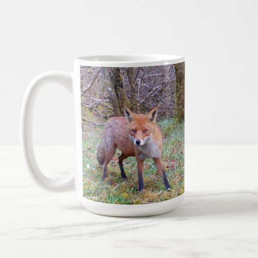 キュートな赤狐の強烈な視線 モリの動物 コーヒーマグカップ (左)