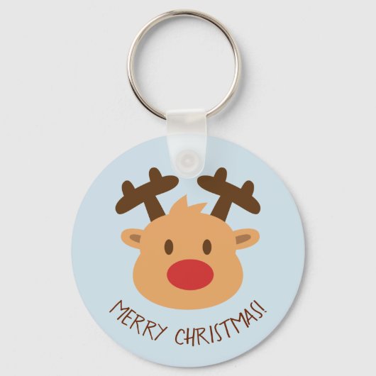キュートな赤鼻のトナカイ メリークリスマス キーチェーン (正面)