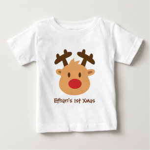 キュートな赤鼻のトナカイ 1st Xmas ベビーTシャツ