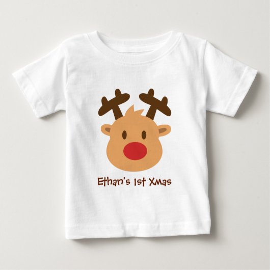 キュートな赤鼻のトナカイ 1st Xmas ベビーTシャツ (正面)