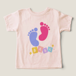 キュートな足跡のトドラーTシャツ | ピンクの足のTシャツ