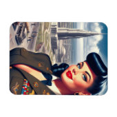 キュートな軍人女性 マグネット (横)