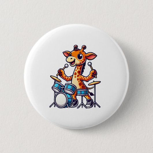キュートな遊キリンのドラム 缶バッジ (正面)