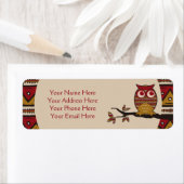 キュートな部族のパターンのフクロウ枝の月の葉エスニカル ラベル (インサイチュ)