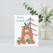 キュートな部族のベアーバースデーパーティーの招待状 招待状 (スタンド正面)