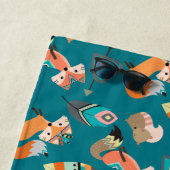 キュートな部族キツネ模様モノグラム ビーチタオル (インサイチュ)