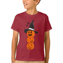 キュートな重ねハロウィンかぼちゃ魔女キッズTシャツ