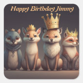 キュートな野生の動物のキーチェーンを着て スクエアシール (正面)