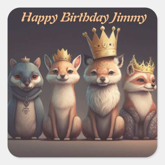 キュートな野生の動物のキーチェーンを着て スクエアシール (正面)