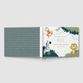 キュートな野生の熱帯性ジャングル動物の赤ちゃんシャワー ゲストブック (全面)