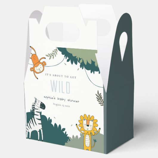 キュートな野生の熱帯性ジャングル動物の赤ちゃんシャワー フェイバーボックス (オープン)