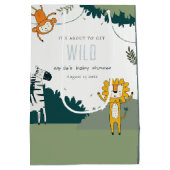 キュートな野生の熱帯性ジャングル動物の赤ちゃんシャワー ミディアムペーパーバッグ (裏面)