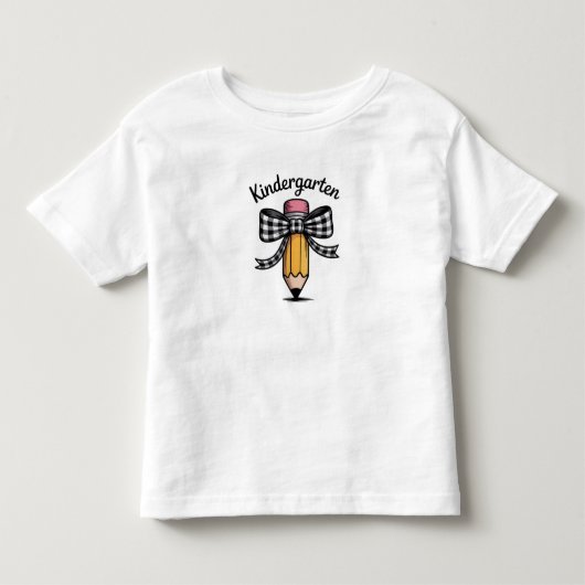 キュートな鉛筆のリボン幼稚園の先生スクール トドラーTシャツ (正面)