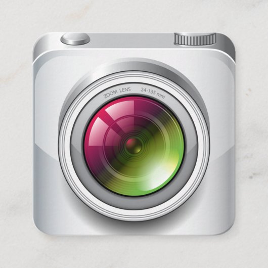 キュートな銀実写カメラ写真 スクエア名刺 (正面)