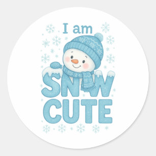 キュートな雪だよ かわいい雪だるま 冬の休日 ラウンドシール