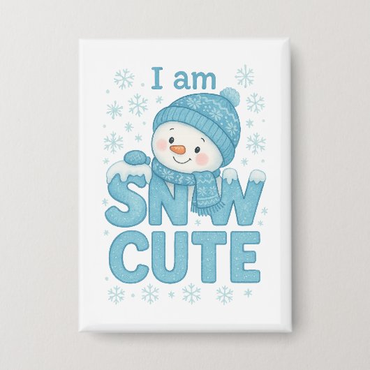 キュートな雪だよ かわいい雪だるま 冬の休日 缶バッジ (正面)