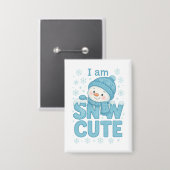キュートな雪だよ かわいい雪だるま 冬の休日 缶バッジ (正面/裏面)