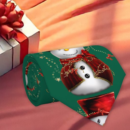 キュートな雪だるまのクリスマス ネクタイ