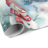 キュートな雪だるまのクリスマス ラッピングペーパー (ロールコーナー)