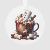 キュートな雪だるまのココアデザイン オーナメント (裏面)