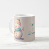 キュートな雪だるまの雪降るデザイン コーヒーマグカップ (正面左)
