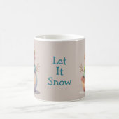 キュートな雪だるまの雪降るデザイン コーヒーマグカップ (中央)